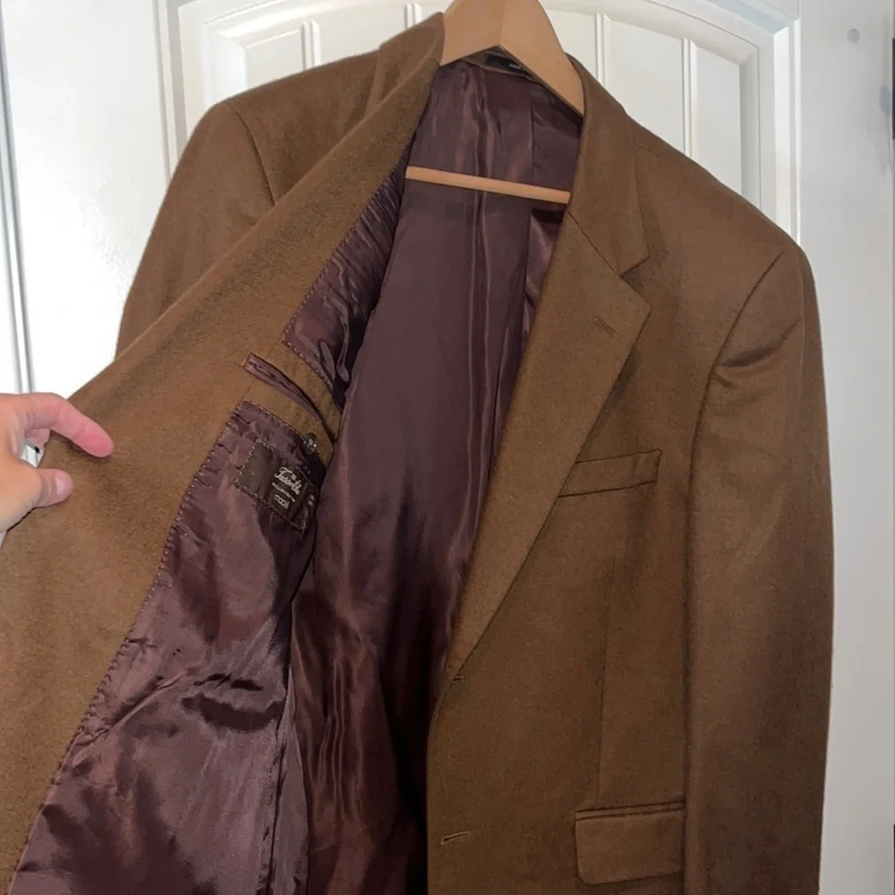 100% cashmere dark camel brown sports coat blazer 41 Reg work office